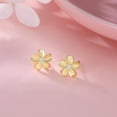 thumbnail image 5 of Solid 925 Sterling Silver Plumeria Flower Stud Earrings for Women Teens Crystal Flower Stud Earrings, 5 of 15