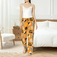 thumbnail image 4 of Naloa Bold Black and White Leaves Orange Pajamas Pants for Women, Lounge for Women,Women’s Pajama Lounge Pants-Large, 4 of 6