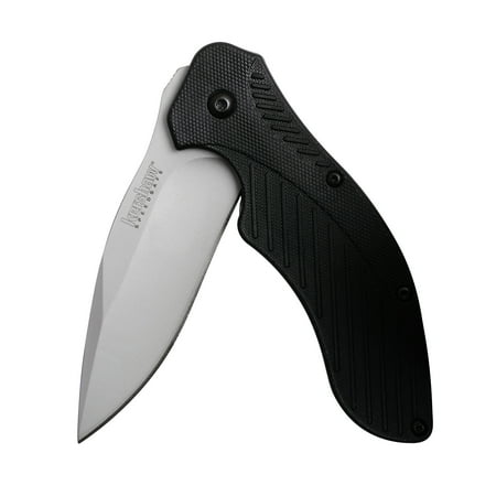 Rose Point Bar Knife - Kershaw Clash, Folding Pocket Knife, 8Cr13Mov Steel, Stainless Drop Point Blade Black, 3.1