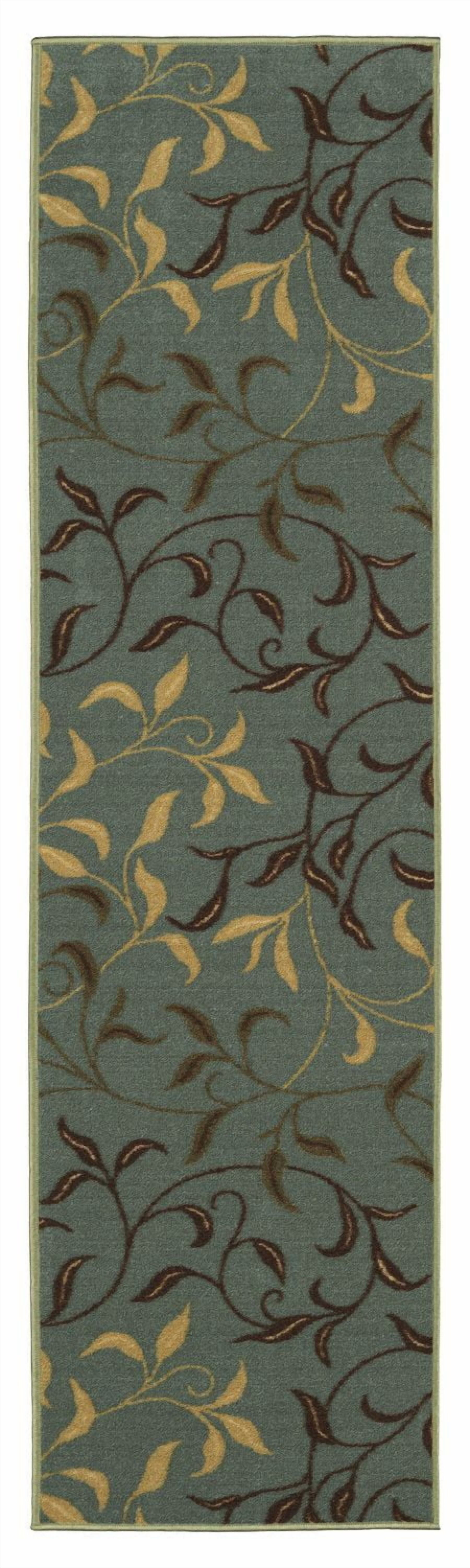 Tapis de couloir contemporain à motif feuilles et sous-couche en caoutchouc la collection Ottohome