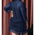 thumbnail image 5 of Plus Size Sexy Lingerie, CaiDieNu Lingerie for Women, 3-Piece Women Lingerie Sexy Lace Nightgowns with Robe & Thong - Navy Blue, 5 of 5