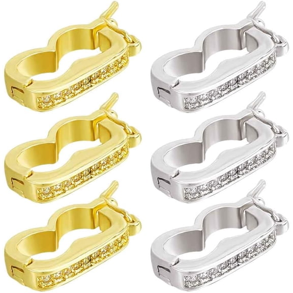 1 Box 8Pcs Necklace Shortener Clasp Cubic Zirconia Brass 2 Colors Shortener Enhancer Clasp for Necklace Bracelet Jewellery Making Clear