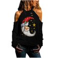 thumbnail image 2 of Pntutb mujeres moda Navidad sin tirantes impresión manga larga blusas sudadera tops Pntutb Pntutb-883, 2 of 5