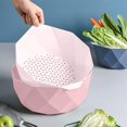 thumbnail image 4 of Simplicity Double-Layer Drain Basket With Pass-Over Spoon Rice Kitchen Washer Coander Vegetate Noodles Polygon Kitchen Drain Basket Strong Permeability, 4 of 5