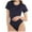 Navy, variant on jsaierl Black Bodysuit Women Short Sleeve Square Neck Stretch Sexy Slim Fit Bodycon Jumpsuit Shapewear