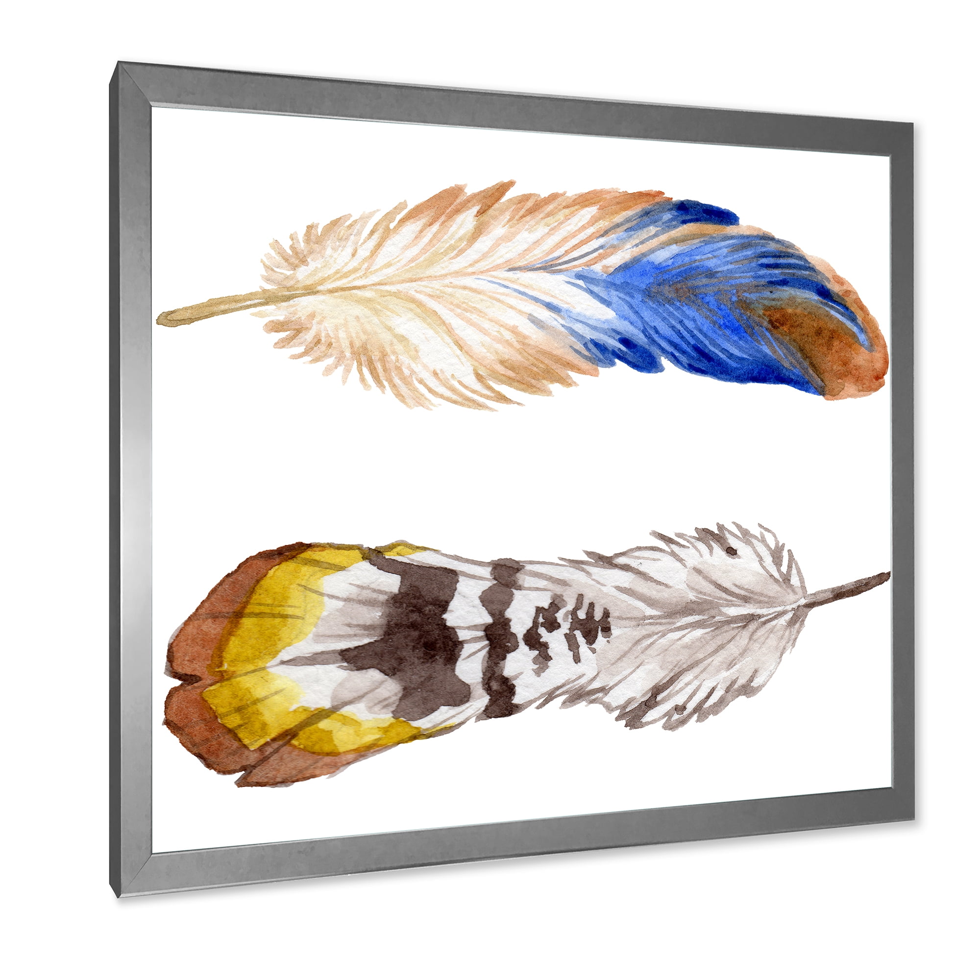Designart 'Colourful Boho Art Feather Set III' Bohemian & Eclectic Framed Art Print