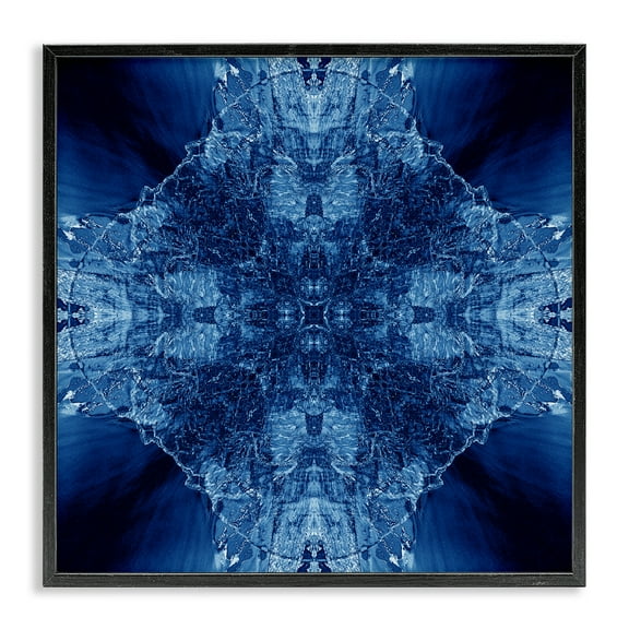 Stupell Industries Blue Balanced Tie Dye Abstract Painting Black Framed Art Print Wall Art, 12 x 12