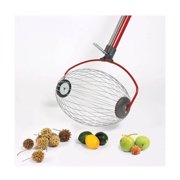 Garden Weasel Nut Gatherer - Large Carbon Steel, Adjustable Handle - 47.5 Inch Height, Red
