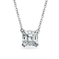 thumbnail image 3 of Bling Jewelry Womens 2CT Square Asscher Cut CZ Solitaire Pendant Necklace & Stud Earrings Set Silver, 3 of 4