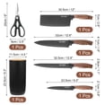 thumbnail image 2 of Unique Bargains Kitchen Knife Set with Block, 6 Pcs Stainless Steel Knife Block Set for Chefs, Black, 2 of 6