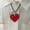 Red, variant on Red Heart Necklace Big Red Glass Heart Pendant Black Leather Rope Neck Jewelry-Silvery