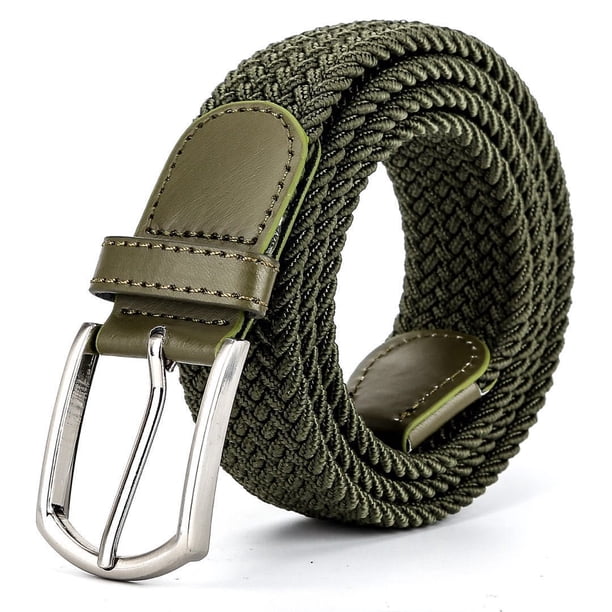 Cinturón elástico de lona informal para mujer (color: blanco y negro, tamaño: 110 cm)