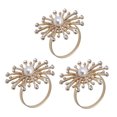 thumbnail image 5 of WHAMVOX 3pcs Golden Flower Shape Napkin Rings Rhinestone Napkin Holders Serviette Buckles for Wedding Banquet Dinner Party, 5 of 8