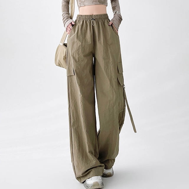 LSLJS Women's Mid-waist Pocket Overalls Casual Pants In Spring and Summer, Womens Cargo Pants Summer Clothes
