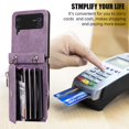 thumbnail image 4 of Dteck Crossbody Wallet Case for Samsung Galaxy Z Flip4 5G, RFID Blocking PU Leather Zipper Handbag Purse Flip Cover, Kickstand Folio Case with Card Slots Wrist Strap Lanyard,Purple, 4 of 10