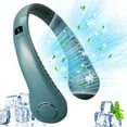 thumbnail image 1 of Queilt Portable Bladeless Neck Fan 5 Speeds Digital Display 3000mAh Large Capacity USB Rechargeable Small Pocket Fan Green, 1 of 5