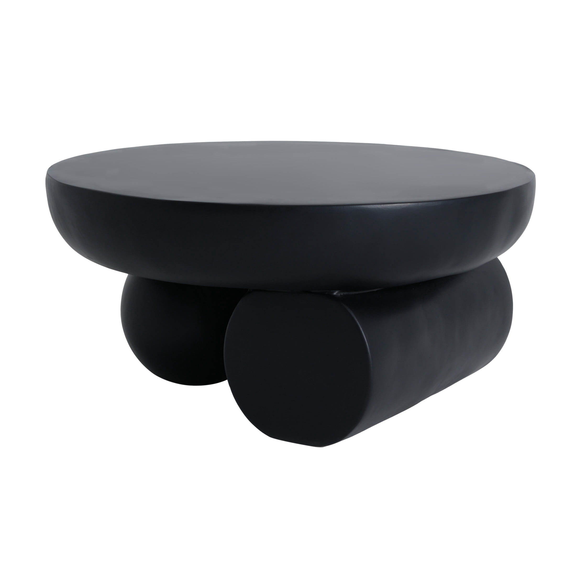 Christopher Knight Home 27.5" Modern Lightweight Concrete Round Coffee Table with Unique Legs, Black