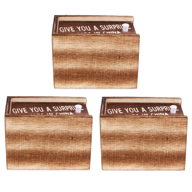 EeaseMX 3 cajas de madera con forma de caja sorpresa para bromas, juguetes divertidos y espeluznantes.