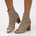 thumbnail image 4 of SACFOF Peep Toe Booties for Women Knit Pointed Toe Chunky Block Heels Breathable Sandals Summer Casual Slip On Dress Sock Booties US5-11, 4 of 5