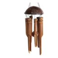 thumbnail image 1 of Campanas de viento de bambú rústicas: campanillas de viento de madera para exteriores, pequeñas, diseño floral quemado con corona de coco, hechas a mano con tonos profundos y calmantes, deco, 1 of 5