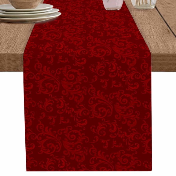 nqOlkjepod Red Floral Table Runner 108 Inches Long Farmhouse Dress Scarves, Country Farmhouse Abstract Flowers Pattern Dining Tablerunner for Coffee Table/Kitchen Island/Party Décor, 13" x 108"