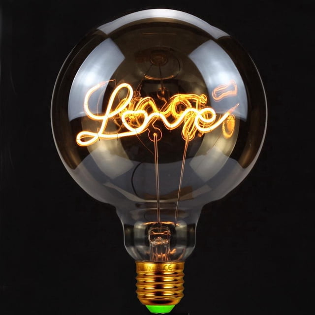 Lámpara Edison con letras, lámpara de mesa G125, lámpara de filamento con bombilla LED, lámpara de modelado LOVE