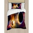 thumbnail image 3 of Outer Space Duvet Cover Set King Size, Planet in Milky Way Dark Nebula Gas Cloud Celestial Solar Eclipse Galaxy Theme, Decorative 3 Piece Bedding Set with 2 Pillow Shams, Multicolor, by Ambesonne, 3 of 3
