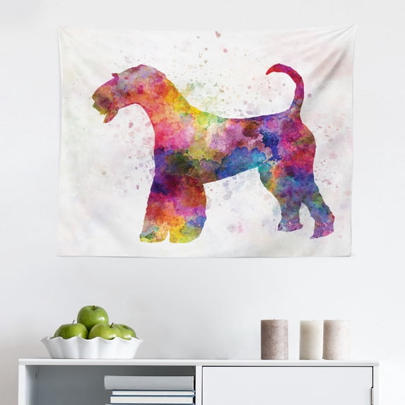 Airedale Tapestry, I Love My Terrier Heart Dog Lover Breeds Type Illustration, Fabric Wall Hanging Decor for Bedroom Living Room Dorm, 2 Sizes, Dark Pink Charcoal Grey, by Ambesonne