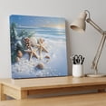 thumbnail image 4 of Ships Next Day Canvas Wall Art 10"x10",Christmas Beach Wood Framed Canvas Print Painting,Blue Shell Starfish Conch Pine Cone Snow Ready to Hang Small Picture Wall Decor for Kitchen Nursery Office, 4 of 9