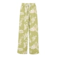 thumbnail image 6 of WTOBBY Women's Floral Print Wide Leg Pants with High Waist Drawstring Loose Casual Trousers and Convenient Pockets for Comfortable Fit ,Purple XL, 6 of 6