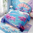 thumbnail image 3 of Manfei Colorful Axolotl Twin Quilt Set,Pastel Salamander Twin Coverlet Set,2-Piece,1 Bedspread and 1 Pillowcase, 3 of 7