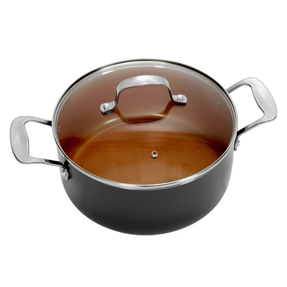 Gotham Steel Stock Pot 5 Quart Large Cooking Pasta Pot Nonstick Big Ceramic Soup Pot With Glass Lid