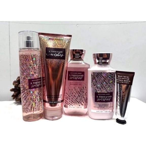 Bath & Body Works A Thousand Wishes Gift Set (Body Shower Gel 10 fl oz, Body Lotion 8 fl oz, Body Cream 8 oz, Fragrance Mist 8 fl oz and Hand Cream 1 fl oz)