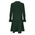 thumbnail image 6 of Diufon Womens Casual Dresses V Neck Puff Flare Long Sleeve Dress Fall Baggy Pleated Midi Dress, 6 of 6