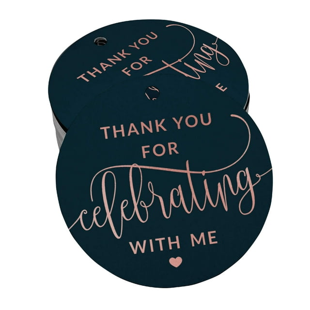 Inkdotpot Real Rose Gold Foil Thank You For Celebrating With Me Birthday Tags Favor Hang Paper Tags 50 Pieces