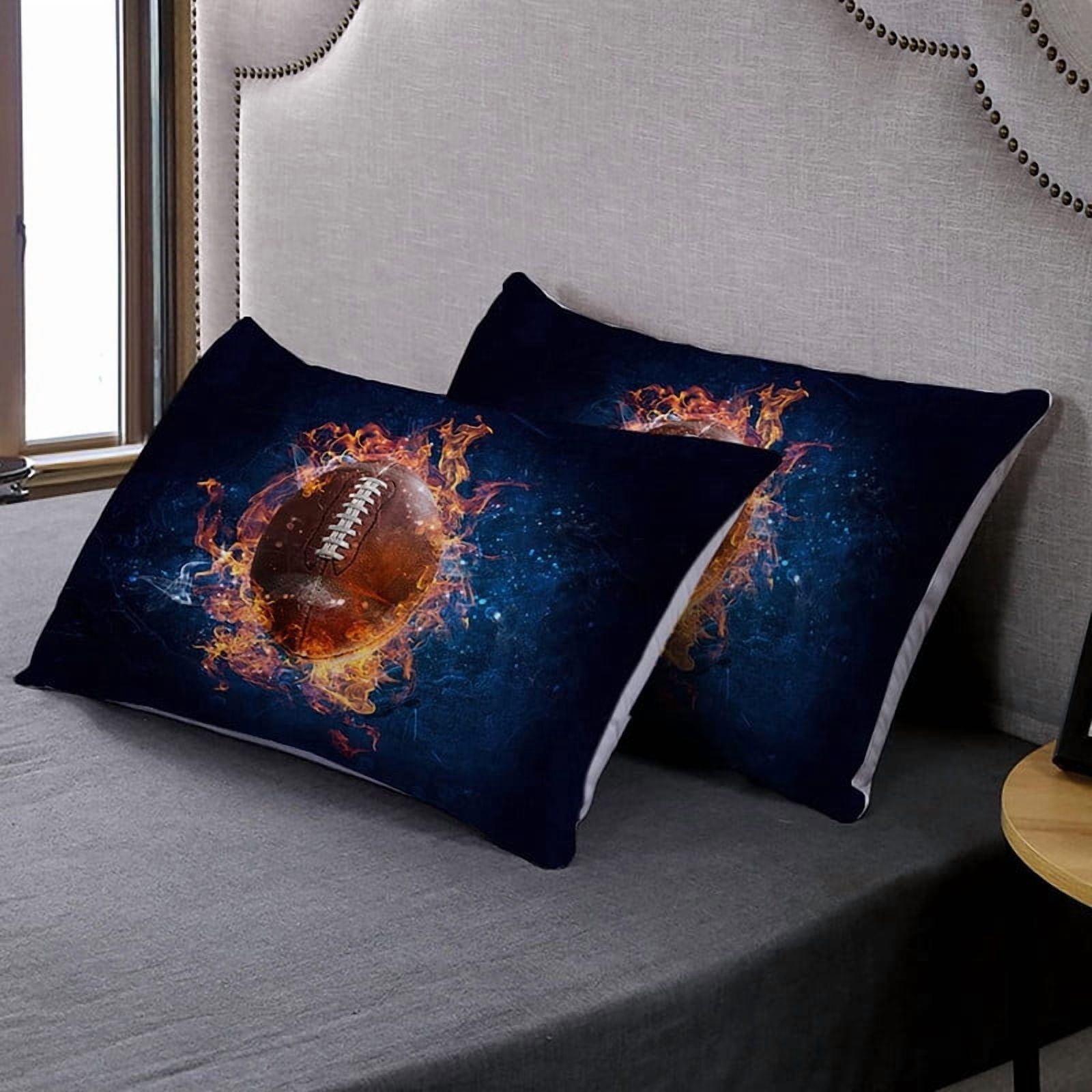 Boys Sports Bedding Set - Full Size 3-Piece Duvet Cover with Football & Basketball Design - Soft Team Theme Quilt Cover + 2 Pillowcases for Teen Boys & Kids