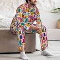 thumbnail image 7 of Honeii Cute Doodles Pattern Mens Pajamas Set,2pcs Men's Lounge Long Sleeve Sleep Shirt and Pajama Bottoms Sleepwear Set,Mens Pjs Sets-Small, 7 of 7