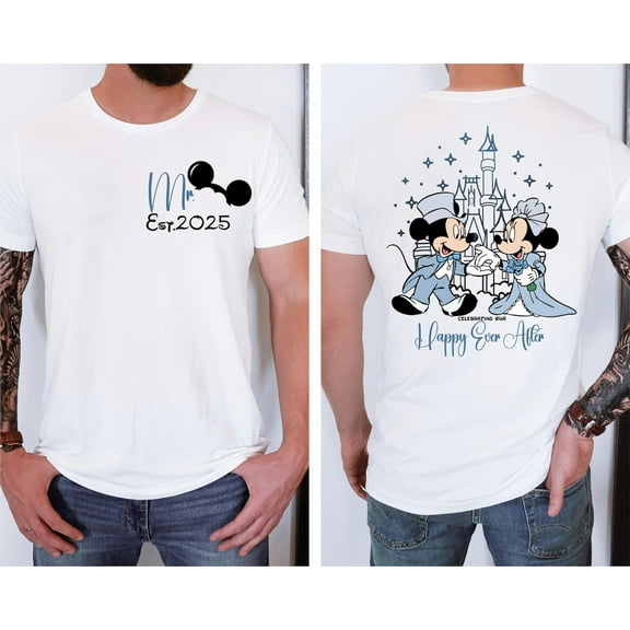 Disney Mrs And Mr Two Sided Shirt, Mickey Minnie Couple Happy Ever After Tee