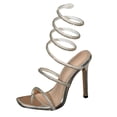 thumbnail image 7 of Womens High Heels Sexy Rhinestone Strappy Heeled Sandals Open Toe Slip on Backless Stilettos Dressy Pumps Shoes Silver Size 8.5, 7 of 7
