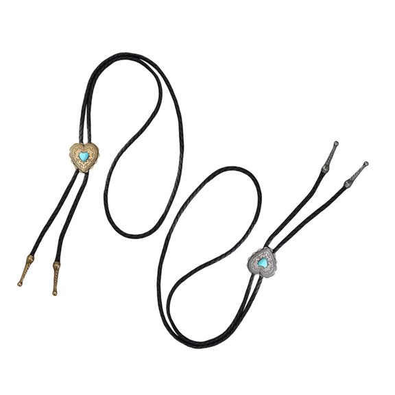 Elegant Bolo Tie with Heart Pendant Heart Necktie Western Necklace Bolo Tie Western Cowboy Costume