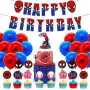 Spider-Man theme party decoration supplies superheroes pull flag cake inserts spider balloon reunion set