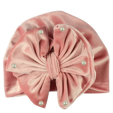 

Baby Soft Hat Baby Turban Hat Baby Bonnet Newborn Baby Soft Turban Hat With Bowknot Cute Infant Headwear（Skin Pink）