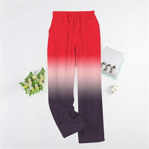 Vetsdori Womens Casual Pajamas Pants Flannel Pj Bottoms Gradient Printed Wide Leg Sleepwear PJS Fleece Lounge Pants for Women