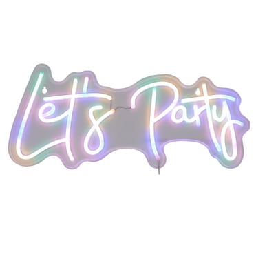 Urban Shop Lets Party LED Neon Color Changing Sign, 20.5" L x 8.9" H