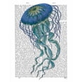 thumbnail image 2 of Fab Funky 20x24 White Modern Wood Framed Museum Art Print Titled - Blue Jellyfish 1, 2 of 4