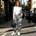 thumbnail image 6 of Karymi Halara Pants Women Camo Printed Joggers, Elastic Drawstring Waist Sweatpants with Hand Pockets, Elastic Cuffed Ankle Daily Sports Pants, 6 of 9