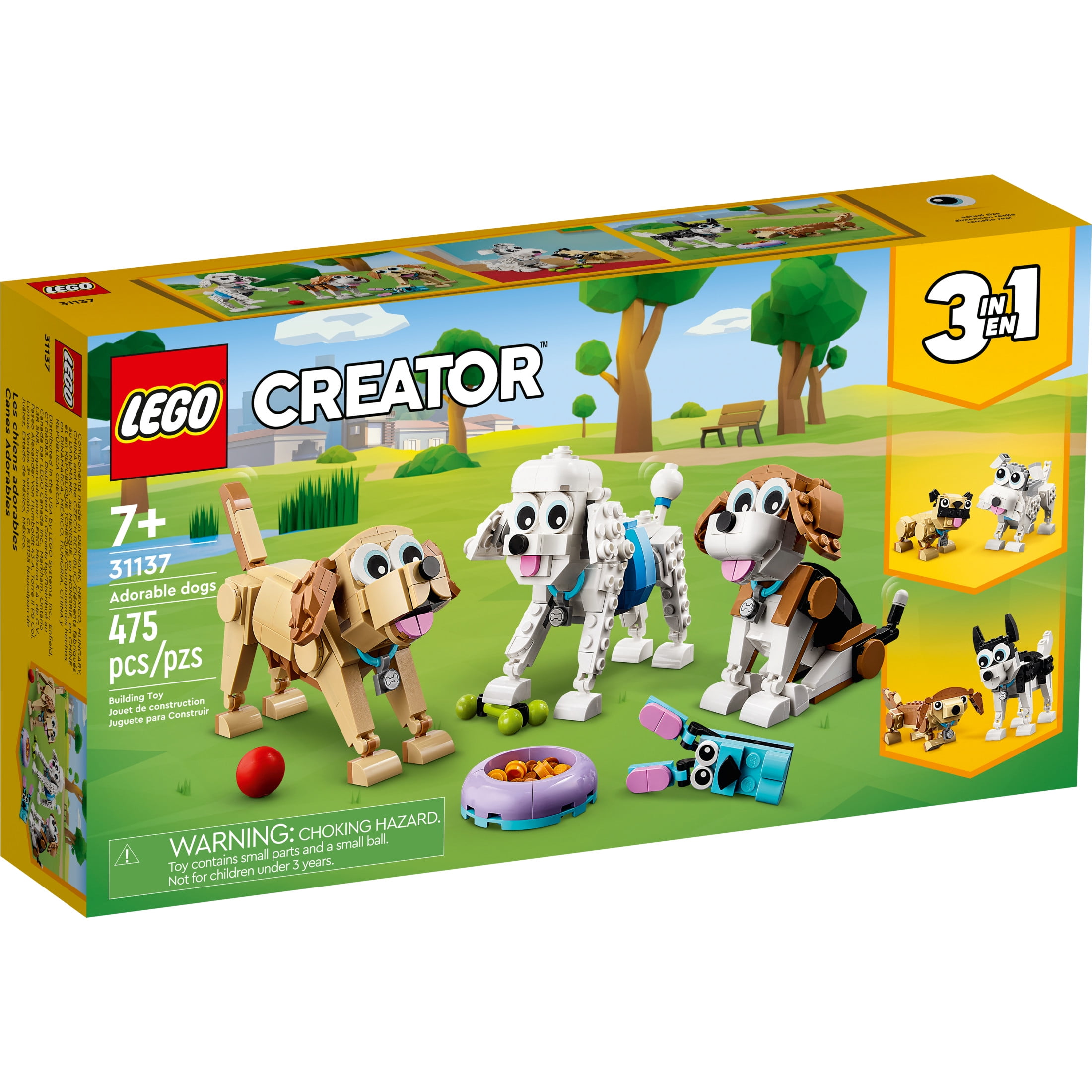 LEGO Creator 3 in 1 Adorable Dogs Building Toys - Pretend Play Toys for Girls & Boys, Ages 7+ Years - Kids Learning & Educational Sets - Gift Ideas - 31137