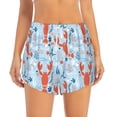 thumbnail image 2 of KLL Lobsters Pattern Shorts Women,Athletic Shorts High Waisted Running Shorts Pocket Sporty Short Gym Elastic Workout Shorts-Large, 2 of 7