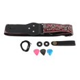 thumbnail image 1 of Sangle de guitare électrique réglable en nylon brodé avec boucle antidérapante, rouge et gris, 1 of 4