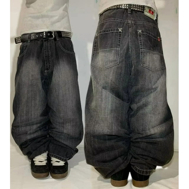 Womens Polyester Printed Oversized Baggy Wide Leg High Waist Full Length Jeans